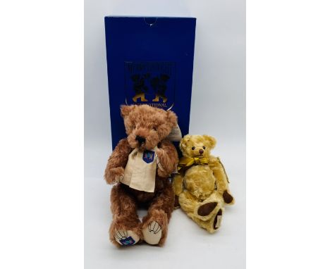 A boxed Merrythought International Collectors Club teddy bear with original tag, along with an unboxed Dean's limited edition