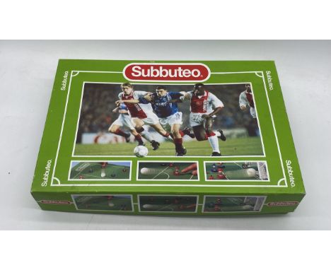 A boxed Subbuteo football game - one goalkeeper broken