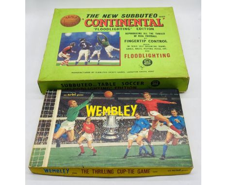 A vintage boxed Subbuteo Table Soccer "Continental" Floodlighting Edition, along with a boxed Ariel Wembley board game - all 
