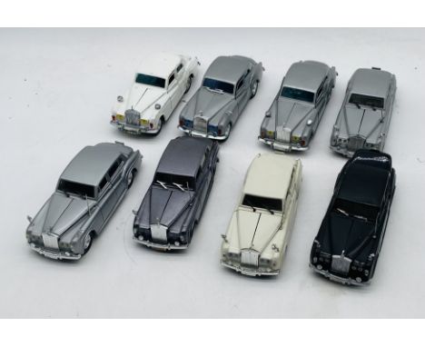 A collection of eight unboxed Rolls Royce die-cast model cars including three by Nacoral (Spain 1:28 scale) and five Polistil