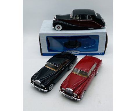 A boxed Model Car Group Rolls Royce Silver Wraith Empress die-cast model car (missing main head light), along with two unboxe