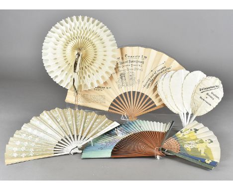 A collection of eleven Victorian and later paper and wooden stick Advertising fans,  all for London and provincial shops and 