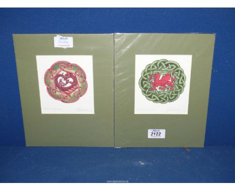 Two mounted prints, Celtic Dragon and Welsh Dragon both by Mike Davies.