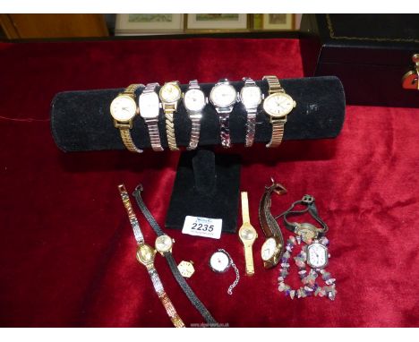 A quantity of ladies wrist watches to include: Sekonda, Landi, both 17 jewels, Timex, etc.
