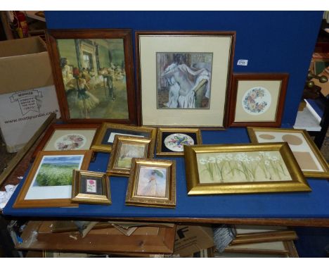 A quantity of framed prints to include Degas, Monet, Joanna Sheen, etc.