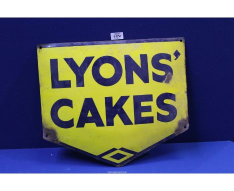 A Lyons' Cakes enamel Sign (five sided), 18" wide x 15 1/2" high.