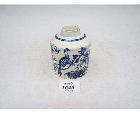 An 18th century Worcester "birds in branches" pattern tea caddy.