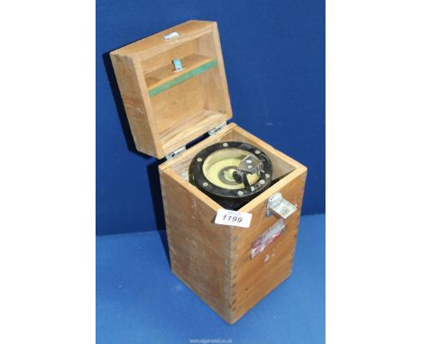A hand Bearing Compass by Saura in wooden case, box a/f.