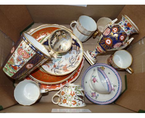 A selection of English Regency porcelain items, early 19th century, including Flight and Chamberlain Worcester, a Derby vase,