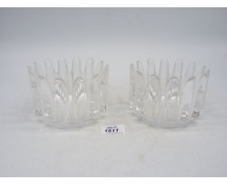 Two Orrefors (signed to base) glass bowls, 5" diameter.
