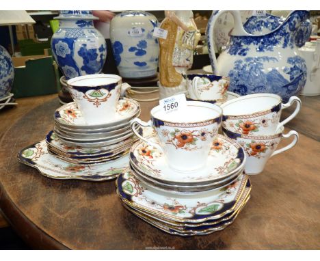 A Heathcote fine bone china part tea set including six cups, eight saucers, bread and butter plate etc.