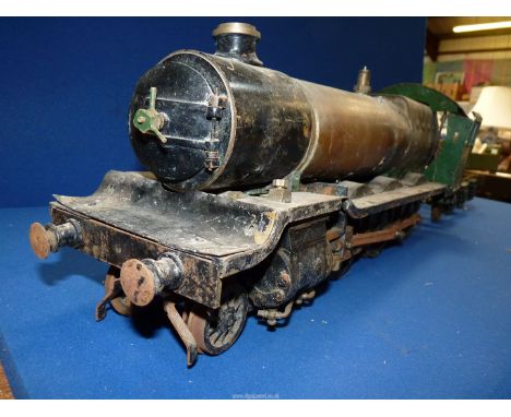 A 4 - 6 - 0 live-steam Tender locomotive and tender chassis with sprung axles, 2 5/8" gauge approx. with cylinders, valve gea