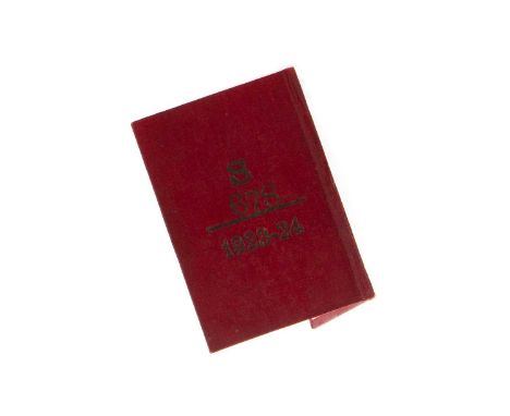 RANGERS F.C., SEASON TICKET, 1923/24 red cloth boards, S678, interior signed by owner James Godsman... of ...48 Rosebery St. 