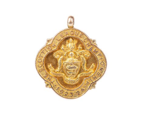 ARTHUR DIXON OF RANGERS F.C., SCOTTISH LEAGUE CHAMPIONSHIP WINNERS GOLD MEDAL, 1923/24  the obverse with central crest to qua