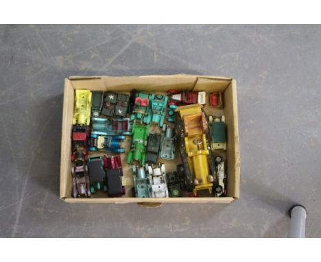 A box of Lesney/Matchbox 'Models of Yesterday' model cars, including Corgi military vehicles etc.