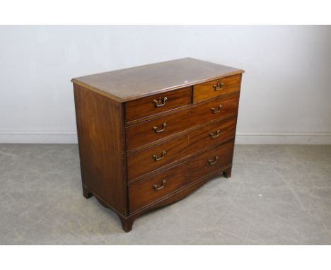 George III mahogany chest of drawers, two short and three long cockbeaded drawers, on bracket feet 83cm x 102cm x 52cm