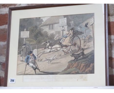 A print from an original drawing by Henry Bunbury Esq from the collection of the Rt Hon The Earl of Carlisle, frame size 42cm