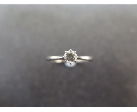 A hallmarked 950 platinum solitaire diamond Cellini ring, size L, approx 0.21ct, total weight approx 3.2 grams, date 1999 in 