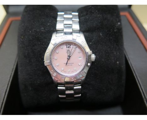 A ladies quartz Tag Heuer 2010 Aqua Racer 300m stainless steel wristwatch with mother of pearl dial and diamond markers, mode