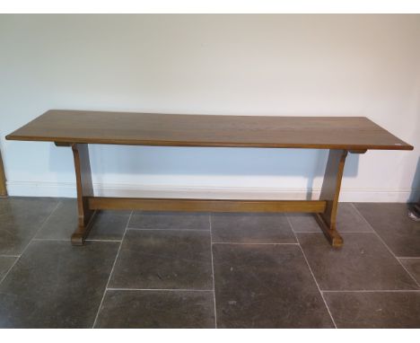 A good oak refectory table, 77cm tall x 238cm x 66cm, in good sound condition and good rich colour 