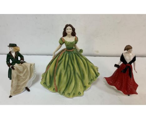 Two Royal Worcester and one Royal Doulton female figurines (3) 