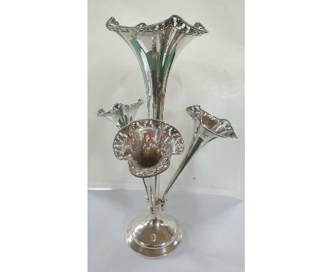 Birmingham hallmarked silver epergne, marks partially rubbed,247.7 grams with weighted base 