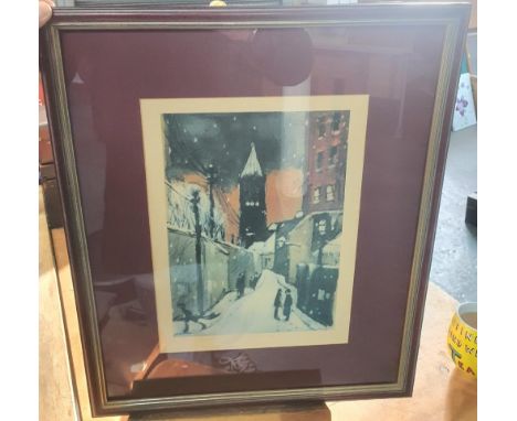 Harold Riley (Born Manchester 1934) signed, dated and inscribed in red pen print "St Marys church, Swinton, for Pat + Dorothy