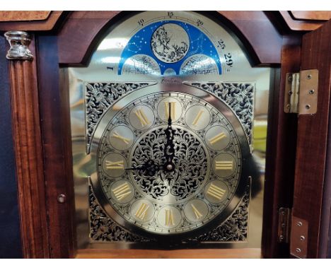 Bentima, cased grandfather clock with weights and pendulum 