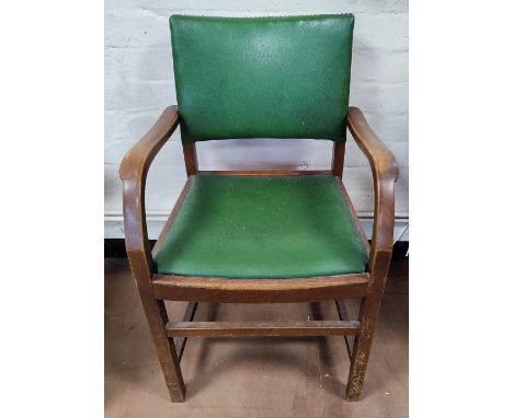Mid-century green leather desk chair 
