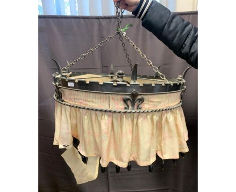 Rare large antique ornate metal circular ceiling light shade 