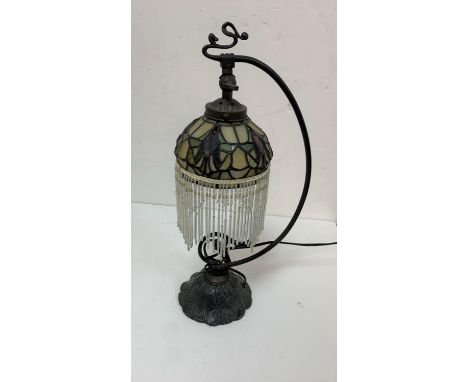 Fine quality metal table lamp with Tiffany style shade 