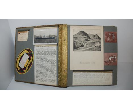 A vintage scrap book relating to Cruise Liners, Glasgow Empire Exhibition Guide Book, 1924 etc Condition report: Available up