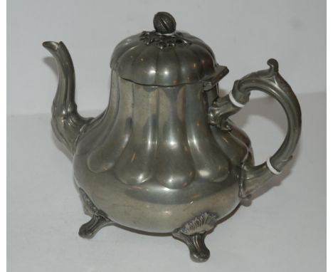 A Sheffield plate teapot, a silver handled shoe horn and boot hookCondition report: Available upon request