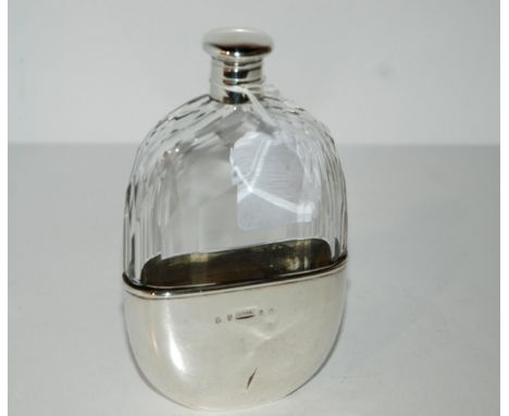 A silver and glass spirit flask, Edinburgh 1878, 15cm long Condition report: Glass ok one tiny dent in the silver next to the