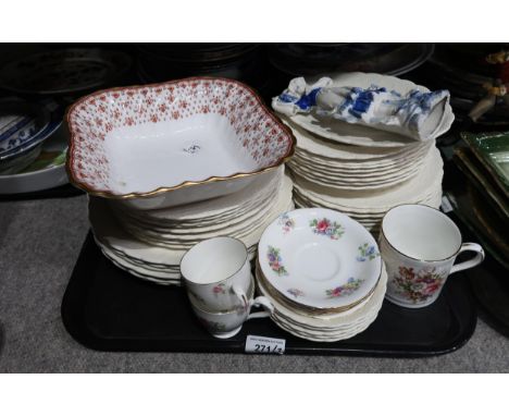 A lot comprising Spode Billingsley Rose pattern serving plates &amp; side plates, assorted plates and platters including Boot