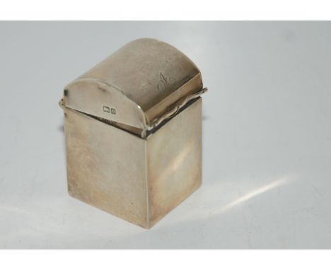 A sliver playing card box, Birmingham 1904 of square form, the domed hinged cover monogrammed "A", 5.5cm high Condition repor