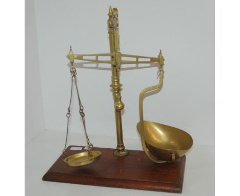 A set of brass scales, student microscope cased, horn etc Condition report: Available upon request