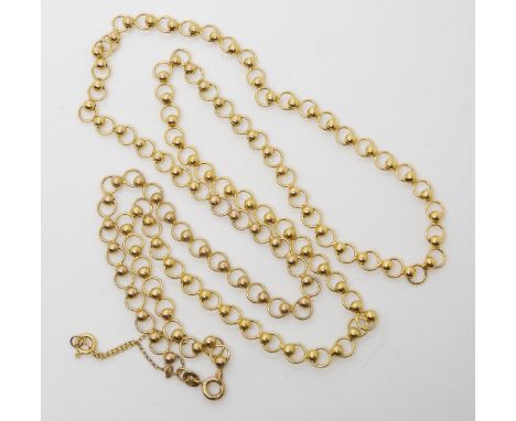 An unusual Italian made ball and hoop chain. length 68cm, weight 16.7gms light general wear with a safety clasp, both clasps 