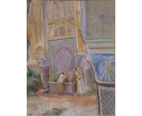 ALEXANDER GRAHAM MUNRO RSW (1903 - 1985)  FEZ, TWO SERVANTS IN AN INTERIOR&nbsp; Pastel on paper, 44 x 35cm Condition report: