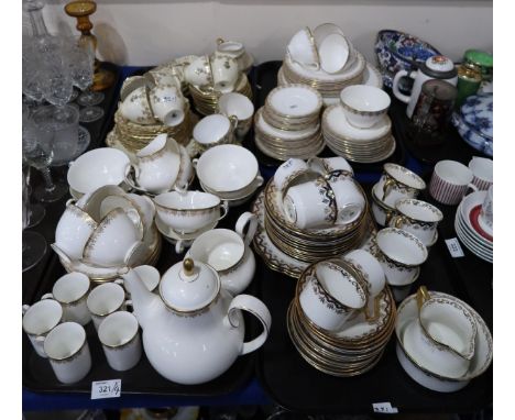 A lot comprising a Royal Doulton Gold Lace pattern dinner service, Standard China cream ground floral gilt decorated part tea