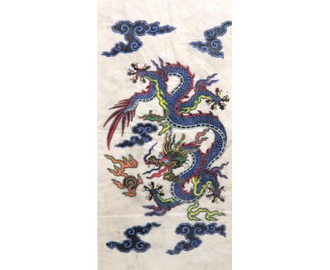 ASIAN SCHOOL&nbsp;Dragon chasing the flaming pearl, woodblock print, 104 x51cm (2) Condition report: Available upon request
