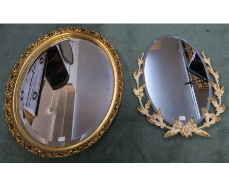 A lot of four gilt framed wall mirrors, black slate mantle clock and assorted treen and brasswares Condition report: Availabl
