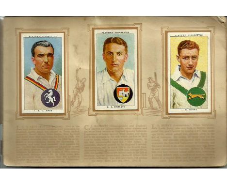 1938 John Players Cricket Cards. Vintage album with a full set of the 50 Cigarette cards. Legends include L Ames, D Compton, 