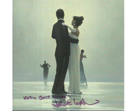 Jack Vettriano signed to front of greetings card for the painting Dance Me to the End of Love, Rare item highly collectable. 