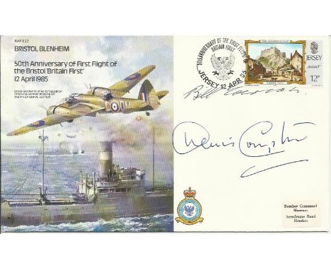 Cricketers Edrich & Compton 12 Apr 85 Jersey 50th Anniversary of the First Flight of the Bristol Britain First . Cover depict