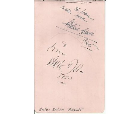 Anton Dolin Ballet Start signed 1950 vintage autograph album page, had unidentified signature above & Shemus Jacks overleaf. 
