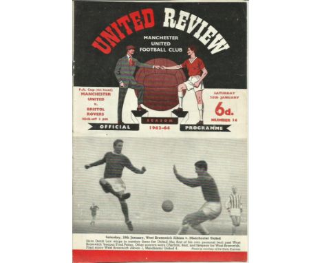 Sir Matt Busby signed 1964 Manchester United official programme of the match against Bristol Rovers. He has signed on the ins
