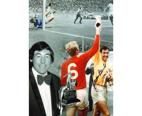 Gordon Banks signed colour 16 x 12 inch 1966 World Cup final montage football photo. England international football goalkeepe