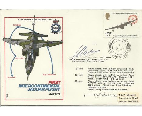 C30 very rare 1974 First Intercontinental Jaguar flight cover Flown from RAF Boscombe down to Goose Bay, then to two US Airfo