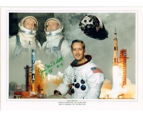James McDivitt Gemini 4, Apollo 9 Astronaut large 16  x 12  colour photo clearly signed American former test pilot, He has ad